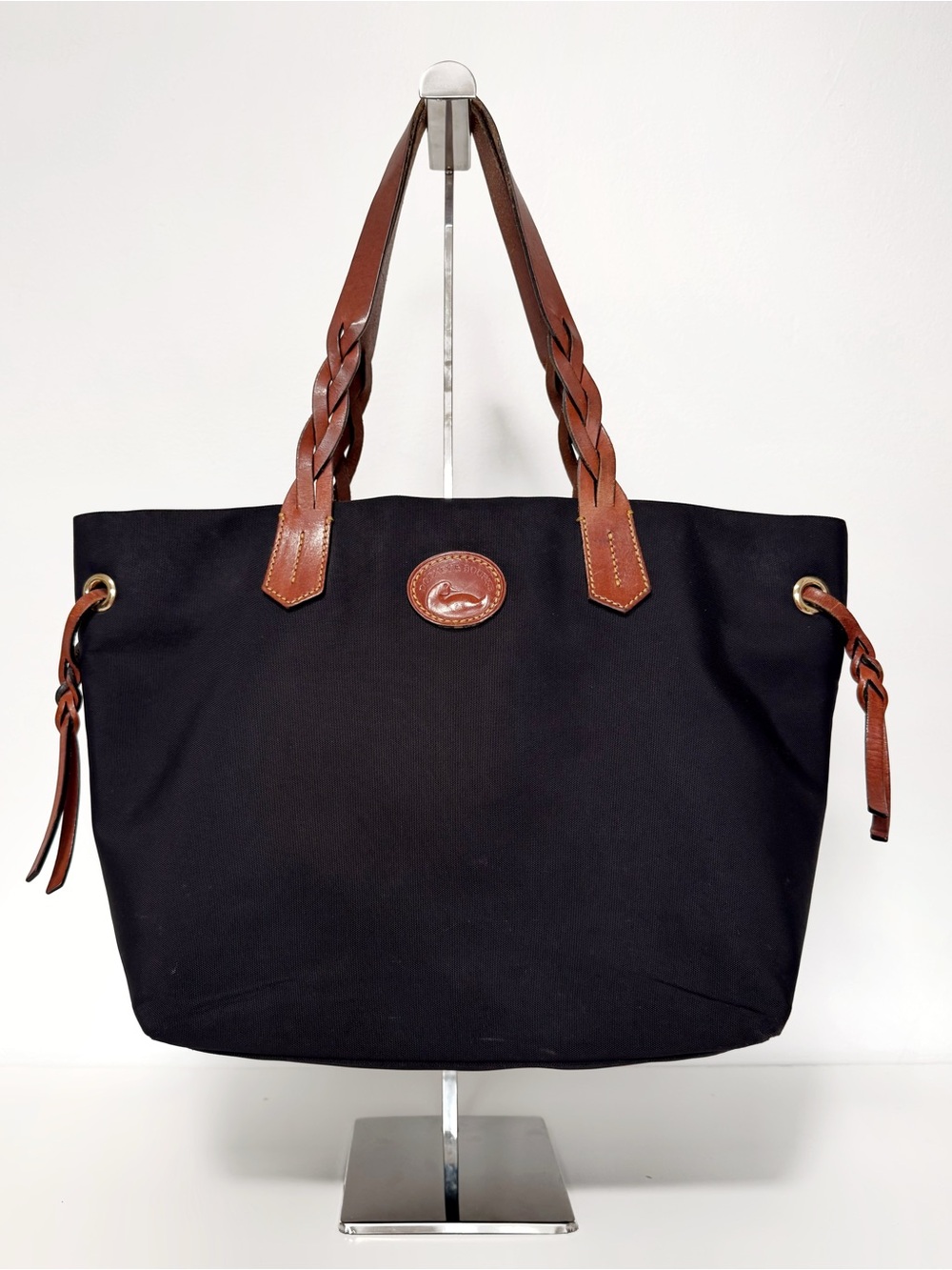 Dooney & Bourke Shopper Tote Black Nylon Braided Leather Classic